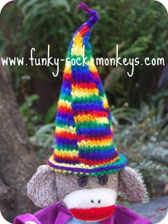 toy hat sock monkey wizards hat multi sections