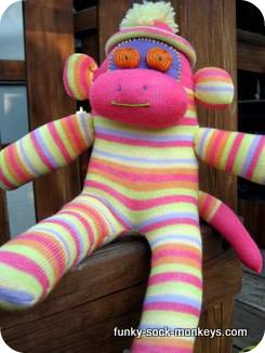striped monkey sock doll