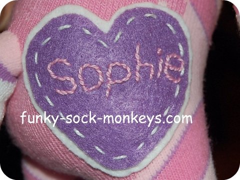 sock monkey label sophie